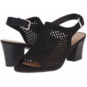 Franco Sarto black heeled sandal. Size 8.